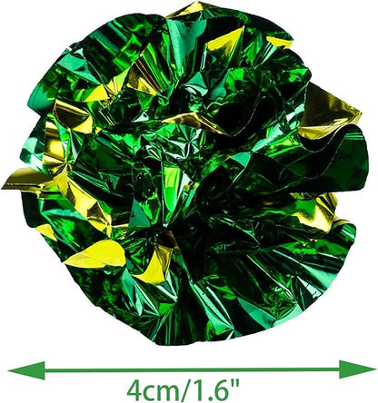 CHIWAVA 24PCS 1.6" Mylar Balls Shiny Crinkle Cat Toys Ball Kitten Crackle Lightweight Play Assorted Color