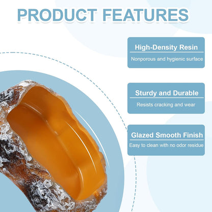 Reptile Food Bowl, Reptile Feeding Dish Corner Bowl Water Resin Rock Worm Feeder Dish XS (4.1 in, Orange), Intended for Lizards/o/Scaled Pet/Leopard o/Spiders