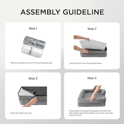 Bedsure Orthopedic Dog Beds for Extra Small Dogs- Washable Dog Cat Bed Waterproof, Comfort Pet Couch Sofa with Washable Removable Cover, Pets Bed with Nonskid Bottom, Grey, 20"