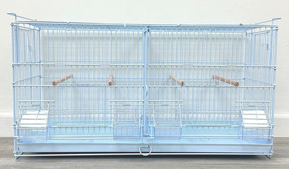 LOT of White Stackable Breeder Bird Flight Cage with Removable Center Divider and Breeding Nest Box Doors (White, 26.5"x11"x15"H Lot of 4)