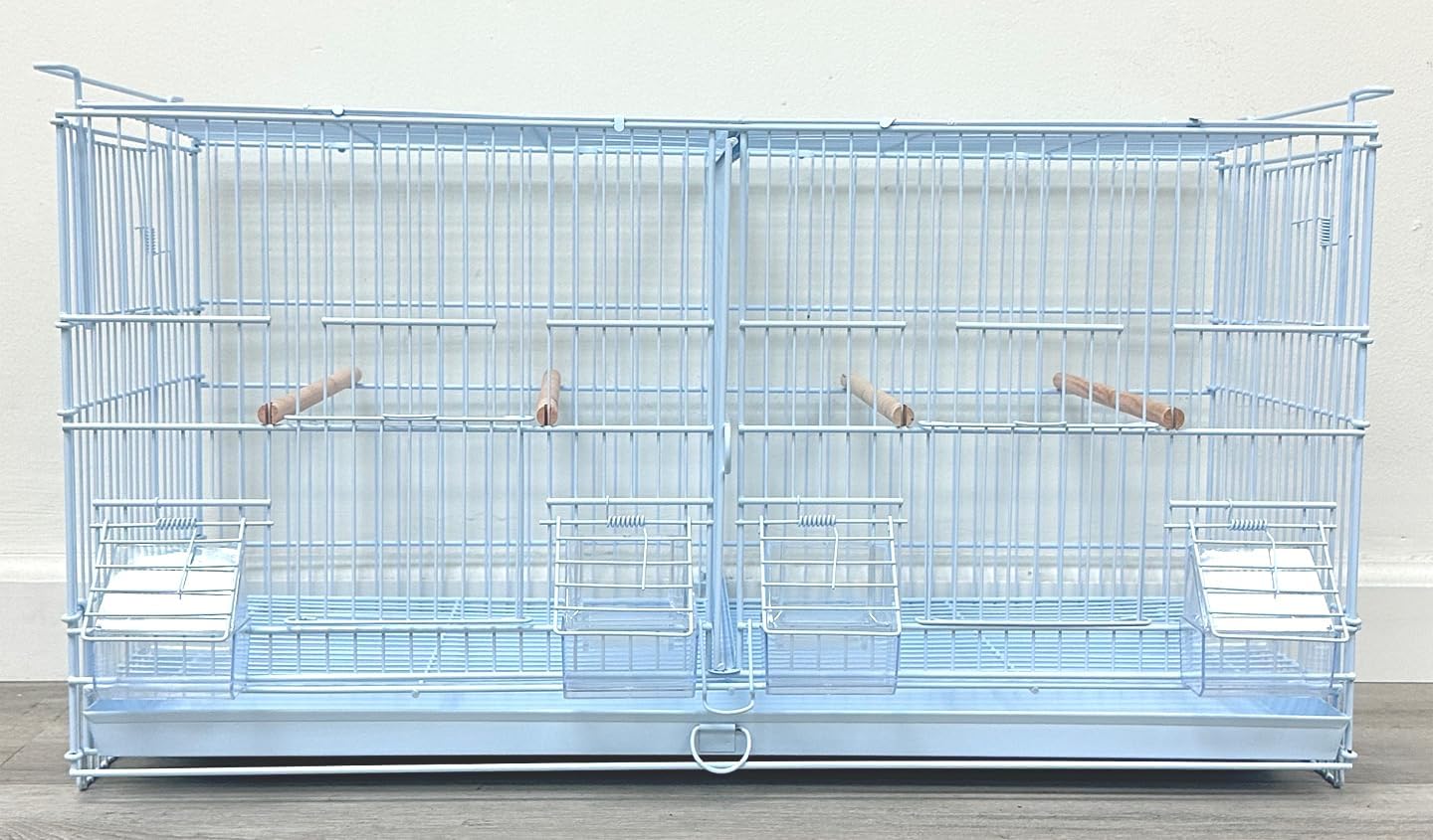 White Stackable Breeder Bird Flight Cage Side Breeding Nest Box Door with Removable Divider (White, 26.5"x11"x15"H Lot-4)