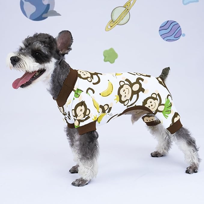 XPUDAC 4 Pack Dog Pajamas Comfy Strechy Doggie Pjs Puppy Clothes for Small Medium Dogs Boy Girl Cat Pet Outfits, XS