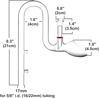 Glass Lily Pipe Set Outflow with Surface Skimmer & Multi-Level Water Intake (17mm for 16/22mm (5/8'' i.d.) tubing)