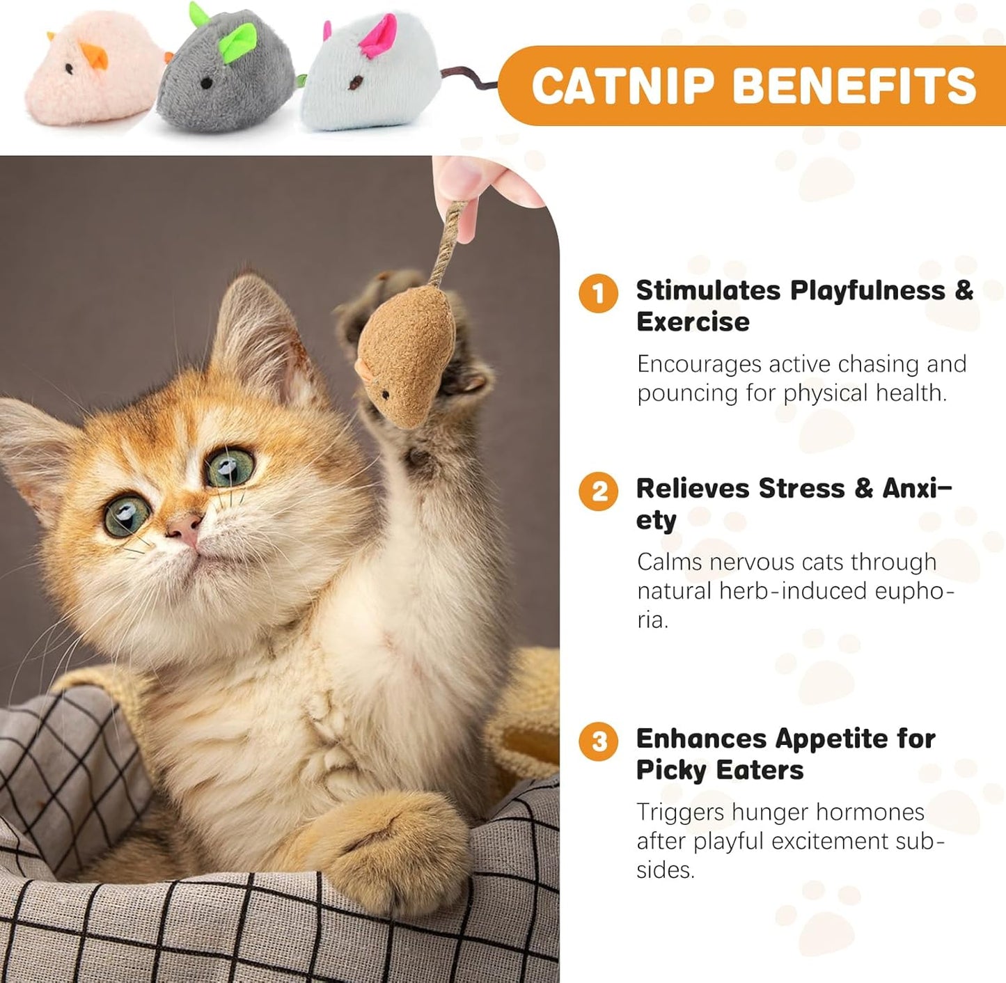 12PCS Cat Mouse Toys with Catnip, 2.36” Mouse Toys for Cats, Faux Fur Cat Mice Toys with Plastic Body, Interactive Catnip Toys for Indoor Cats Play Fetch