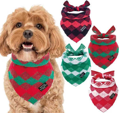 4-Pack Knitted Dog Bandanas with Slogans - Soft Warm Bandana for Small Medium Large Dogs, Winter Dogs Accessories Boy & Girl, Scarf for Birthday Holiday，Cute Dog Gifts