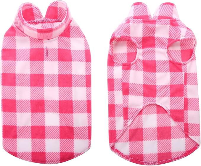 Kama Bridal Dog Spring & Autumn Winter Coat - Pullover Fleece Vest for Cats & Small/Medium Dogs - Thin Sweater - Pink & White Plaid (Pink, XXXS)