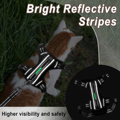 Cat Harness and Leash Set for Walking Escape Proof for Small Large cat Kitten Harness with ID tag Pocket (Black,XS)