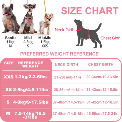 Puppytie No Pull Dog Harness with Multifunction Dog Leash,Soft Adjustable No Choke Escape Proof Pet Harness Vest for Medium Dogs,Polka dots Pink,M