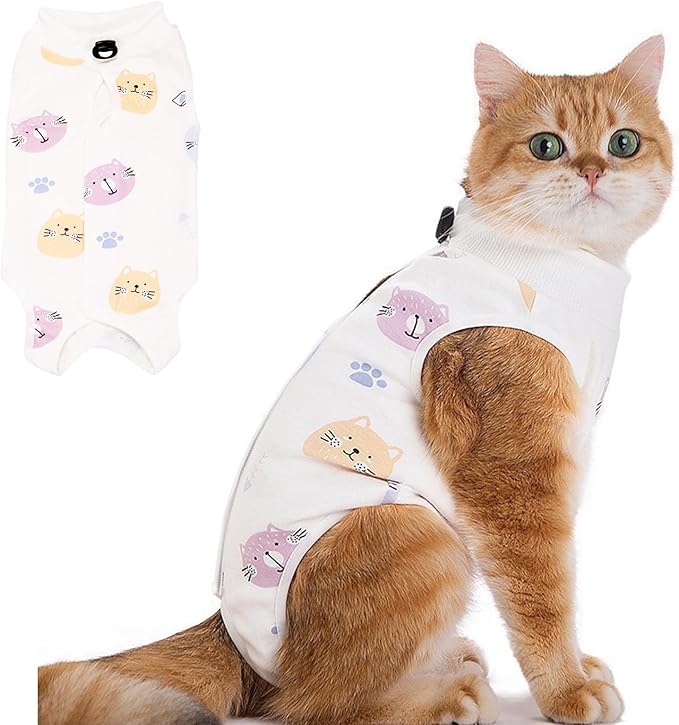 Cat Recovery Suit for Spay Abdominal Wounds Female, Onesie for Cats After Surgery, Surgery Recovery Suit Kitten Onesie for Cats Anti Licking (Cat, Medium)