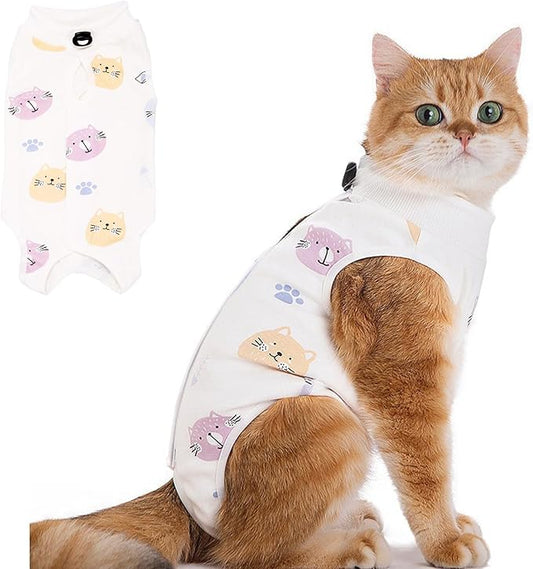 Cat Recovery Suit for Spay Abdominal Wounds Female, Onesie for Cats After Surgery, Surgery Recovery Suit Kitten Onesie for Cats Anti Licking (Cat, Medium)