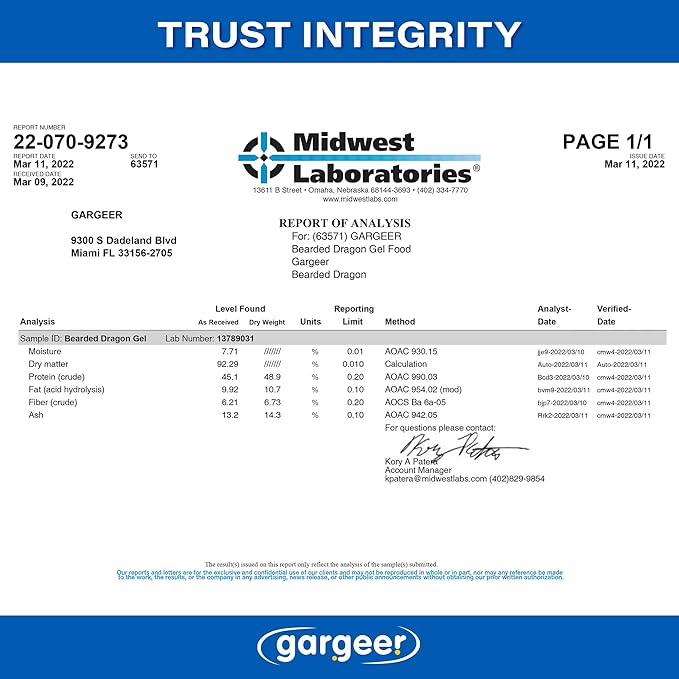 3oz Bearded Dragon Food. Complete Gel Diet for Both Juveniles and Adults. Proudly Made in The USA, Using Premium Ingredients, Fortified Gourmet Formula. Enjoy!