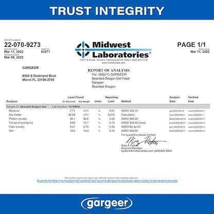 16oz Bearded Dragon Food. Complete Gel Diet for Both Juveniles and Adults. Proudly Made in The USA, Using Premium Ingredients, Fortified Gourmet Formula. Enjoy!