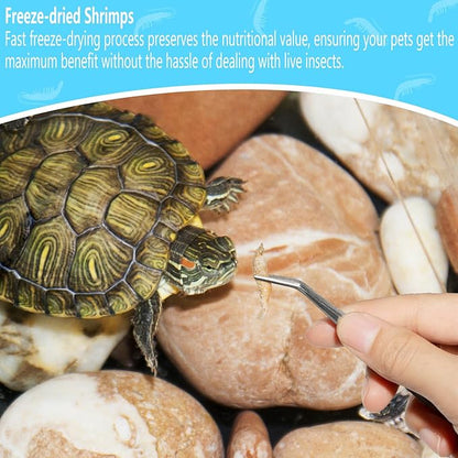 3.5 Oz Freeze Dried River Shrimp Turtle Food, Shrimp for Turtle, Nutrient Rich Treat for Reptiles, Sugar Gliders, Hedgehogs, Tropical Fish