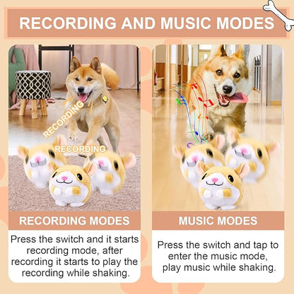 BABORUI Interactive Dog Toys Hamster, Jumping Squeaky Dog Toys with Recording and Music Modes, Rechargeable Moving Dog Chew Toys for Small/Medium/Large Dogs to Keep Them Busy