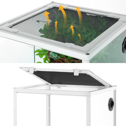 OIIBO 30 Gallon Reptile Tank 18" x 18" x 24" Reptile Terrarium, Full View Glass Terrarium Tank with Double Hinge Door for Reptiles Amphibians, Bearded Dragon Gecko Lizard Snake