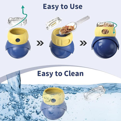 Interactive Cat Toys Treat Puzzle - for Indoor Cats Weight Loss Wobble Tumbler Feeder Food Dispenser, Fun Sliding Rolling, Enrichment Portion Control Slow Feeder for Kittens & Adult Cats