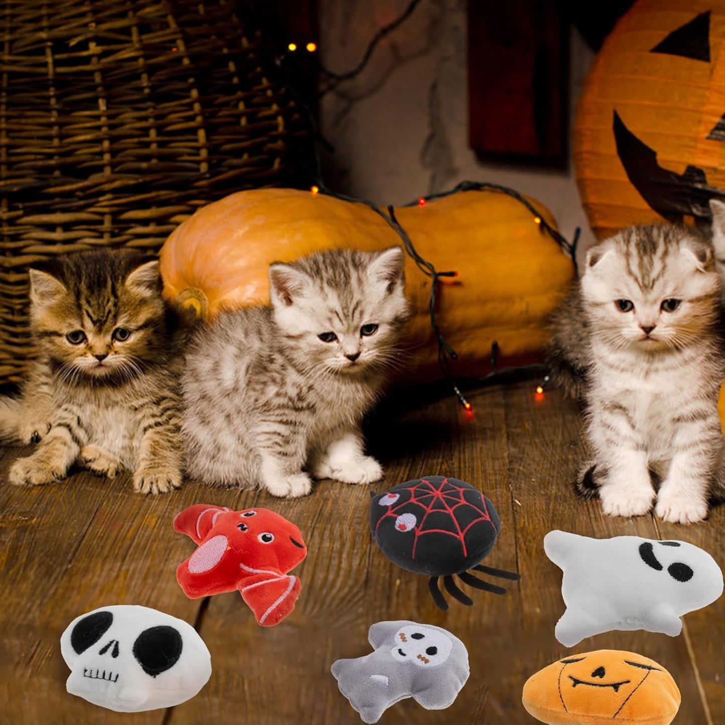 6pcs Halloween Catnip Toy，Indoor Pumpkin Ghost Shaped Cat Toy Plush Interactive Chew Bite Toys for Cat Kitten Indoor Festive Holiday Cat Lover Gift
