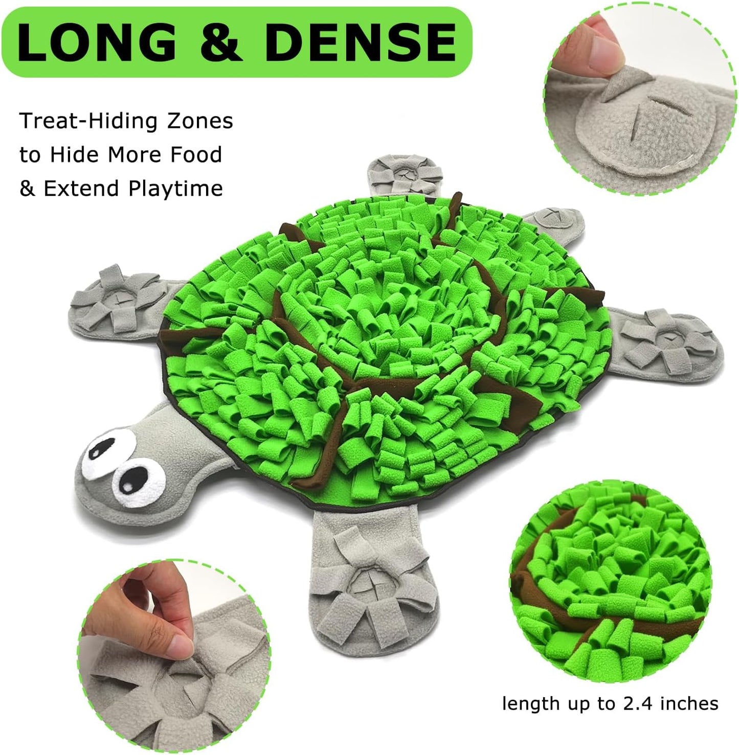 Snuffle Mat for Dogs, Tortoise-Themed Slow Feeder for Small/Middle/Large Breed, Durable Washable Portable Pet Feeding Mat, Nose Work Training Pad, Anxiety Relief & Mental Stimulation(M, Green)