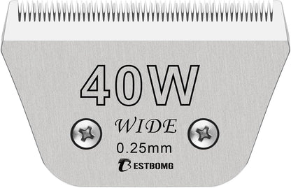 Detachable Pet Dog Grooming Blades-Size 40W Dog Grooming Wide Blade,Cutting Length 1/100",Compatible with Andi-s,Oster A5,Wahl km10 Clippers