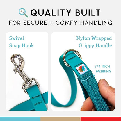 Wildebeest Funston Waterproof Dog Leash - Heavy Duty 4ft Long Leash for Small, Medium and Large Dogs - 1000D Nylon Scratch & Stink-Resistant & Pill-Free - Nylon Wrap Handle 3/4" Wide, 4 ft Length