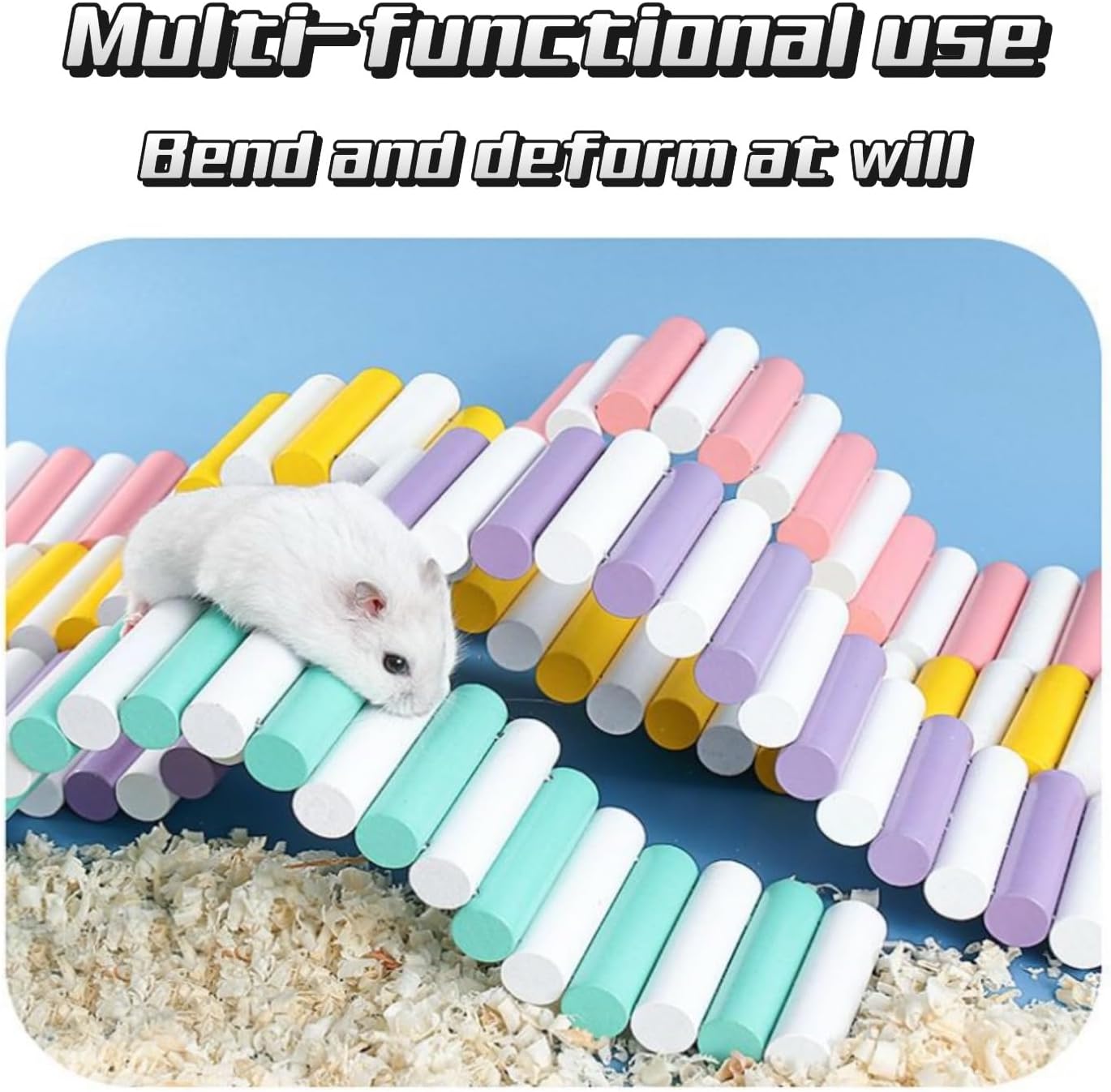 2Pcs Hamster Swing Toy, Soft Climbing Ladder, Wooden Arch Bridge, Hideaway Fence Tunnel, Landscape Supplies Climbing Ladder (Colorful)