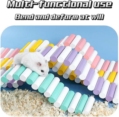 2Pcs Hamster Swing Toy, Soft Climbing Ladder, Wooden Arch Bridge, Hideaway Fence Tunnel, Landscape Supplies Climbing Ladder (Colorful)