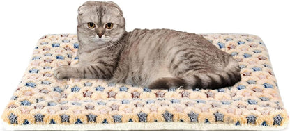 Mora Pets Cat Bed Dog Crate Pad Ultra Soft Pet Bed with Cute Star Print Washable Crate Mat for Small Dogs and Indoor Cats Reversible Fleece Dog Kennel Pad Cat Carrier Mat 14 x 17.5 inch Brown