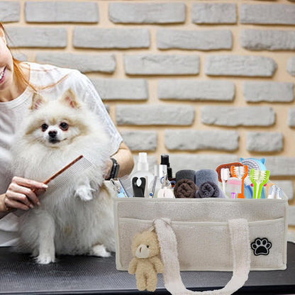 Pet Grooming Tote Bag,Large Capacity Dog Grooming Bag with Sturdy Handles,Multiple Compartments Dogs Travel for Supplies,Portable Pet Tote Organizer for Dogs,Cat Trimmer,Clipper,Combo,Brush