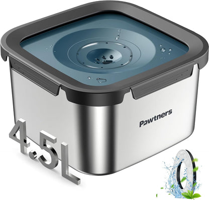 Pawtners Dog Water Bowl No Spill, 152oz/4.5L Stainless Steel Dog Floating Bowl, Slow Water Bowl for Dog with Filter, Non-Slip Base, No Splash Water Bowl for Medium Large Messy Drinkers Blue