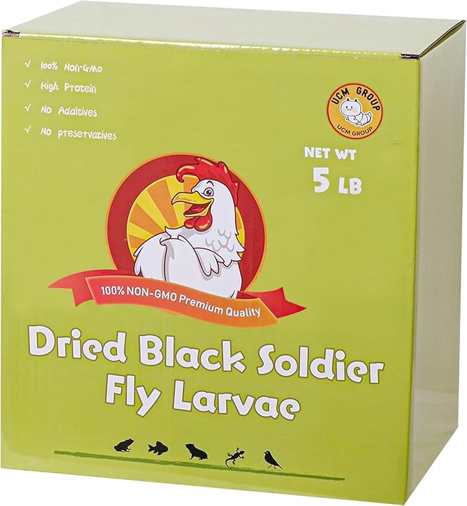 UCM Group 5LB Dried Black Soldier Fly Larvae for Chicken, Poultry, Wild Birds,No Additives, 100% Natural Non-GMO, More Calcium Chicken Treats Than Mealworms