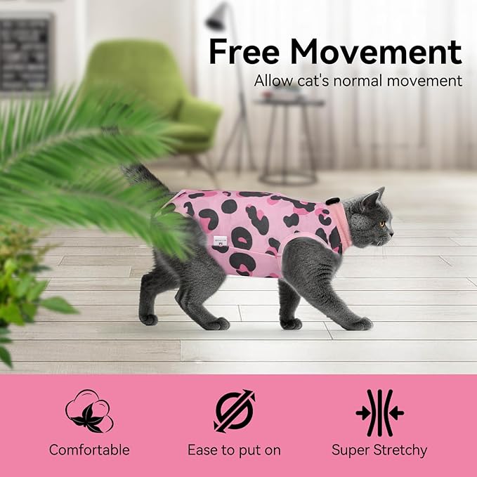 3 PCS Cat Recovery Suit for Spay Abdominal Wounds Female, Cat Onesie for Cats After Surgery, Pet Surgery Recovery Suit Kitten Onesie for Cats Anti Licking