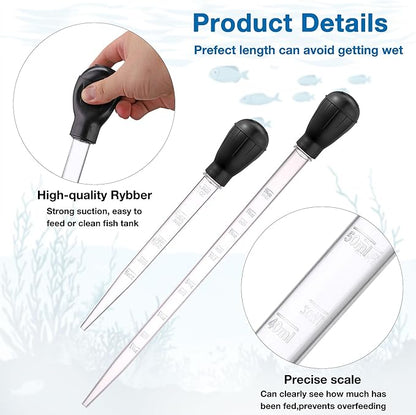 4 in 1 Aquarium Coral Feeder Kit, 2pcs Coral Feeder, with 2pcs Feeding Long Tweezers for Aquarium Marine Fish Reef Aquatic Plant Spider Snake Lizard (Black)