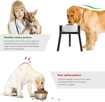 Dog Bowl Stand for Medium & Large Dogs, Adjustable Width 7-10.7", 11in Tall Elevated Dog Food Water, Bowl Not Included