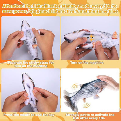 Interactive Dog Toys - Upgrade Flopping Fish Dog Toy to Keep Them Busy, Touch Activated Moving Dog Toys for Small / Medium / Large Puppy Enrichment, Rechargeable Pet Toys Plush, Squeaky Dog Toys