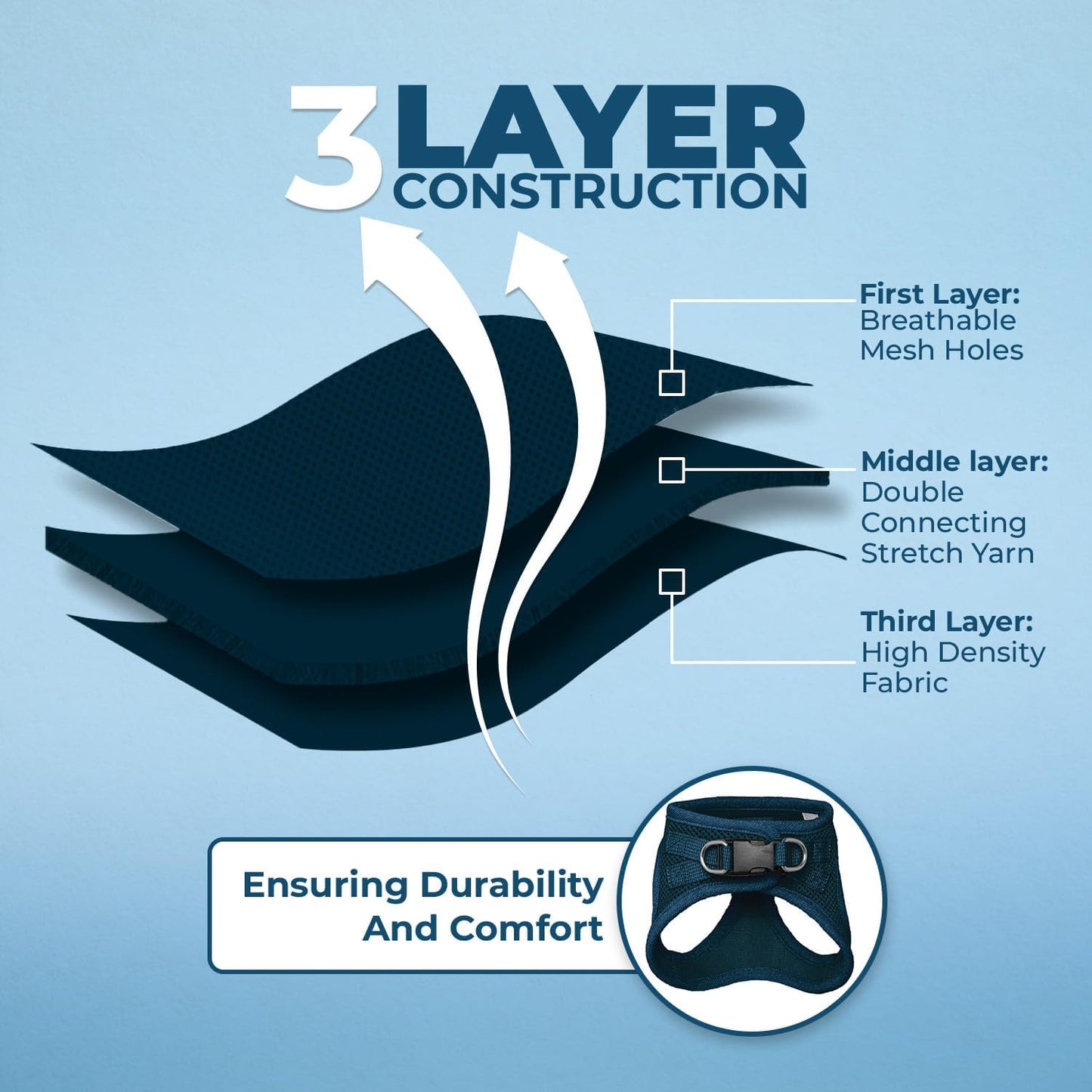 Best Pet Supplies Voyager Step-in Air Harness - All Weather Mesh, Reflective, No Pull Harness for Dogs, Cats - Secure with Hook & Loop Fastener, Buckle, Double D-Rings - Blue, S