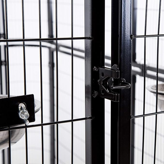 Large Black Walk in Bird Cage Parrot Macaw with Red Cover Top Parakeet Finch Budgie Lovebird Aviary Pet House Heavy Duty Big