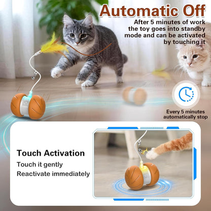 Cat Toys for Bored Indoor Adult Cats,Interactive Flying Feather Teaser,Automatic Moving Robot Cat Toy,Touch Activated Kitten Toy,Rechargeable Cat Enrichment Exercise Toys