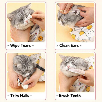 21.7'' Cat Grooming Bag for Nail Trimming - Escape Proof Pet Restraint Wrap for Cats, Calming Swaddle Burrito, Anti-Scratch Anti-Runaway & Anti-Bite, Easy Cat Clipping & Care (M (up to 6 lbs))
