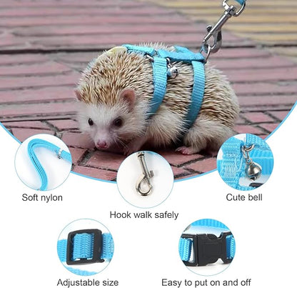 Adjustable Hedgehog Harness for Training Playing Traction Rope Small Animal Pet Outdoor Play (Pink, Small)