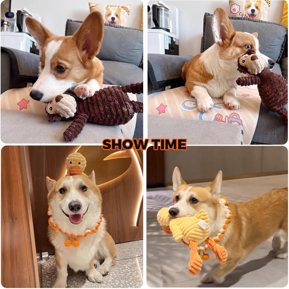 5 Pack Tough Dog Toys Stuffed Squeaky Dog Toys Assortment Value Bundle Dog Squeaky Toys Assortment Puppy Pet Mutt Dog Toy Dog Squeak Toy for Medium Large Dogs