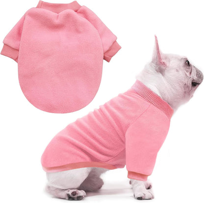 Idepet Dog Fleece Sweater - Soft Puppy & Cat Pullover Sweatshirt - Warm Winter Shirt (Small, Pink)