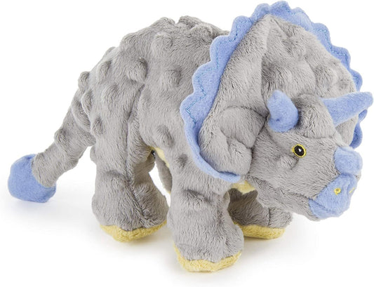 goDog Dinos Frills Squeaky Plush Dog Toy, Chew Guard Technology - Gray, Small