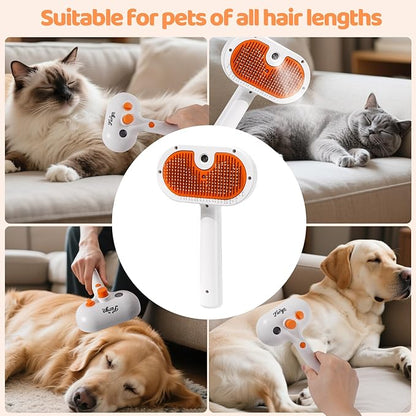 Cat Steam Brush-3 in 1 Pet Brush,Dog Shedding Tool Self Cleaning Pet Spray Depilation Comb with Release Button,Dog Steam Brushs,Cat Grooming Supplies for Long Short Haireds