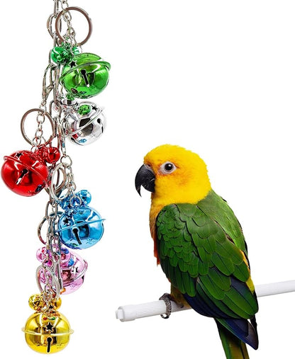 Oooct Bird Swing Bells Toys, Colorful Parrot Metal Bells, Hanging Bird Chewing Toys, Bird Cage Accessories, Suitable for Small to Medium Birds Budgie Lovebirds Conures Parakeets Cockatiels