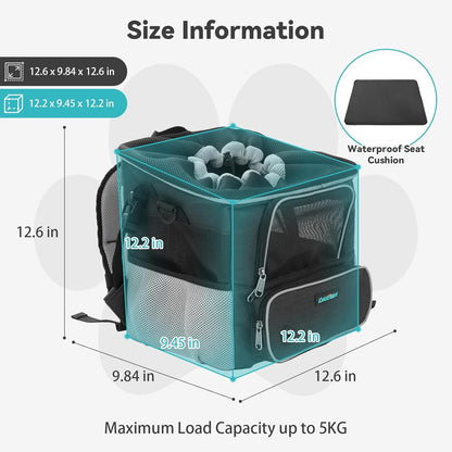 Dog Bike Basket for Small Dogs up to 10lbs, Foldable Pet Carrier with Safety Leash, Mesh Windows, Storage Pockets, Handlebar Quick Release, Backpack & Car Seat Function Grey