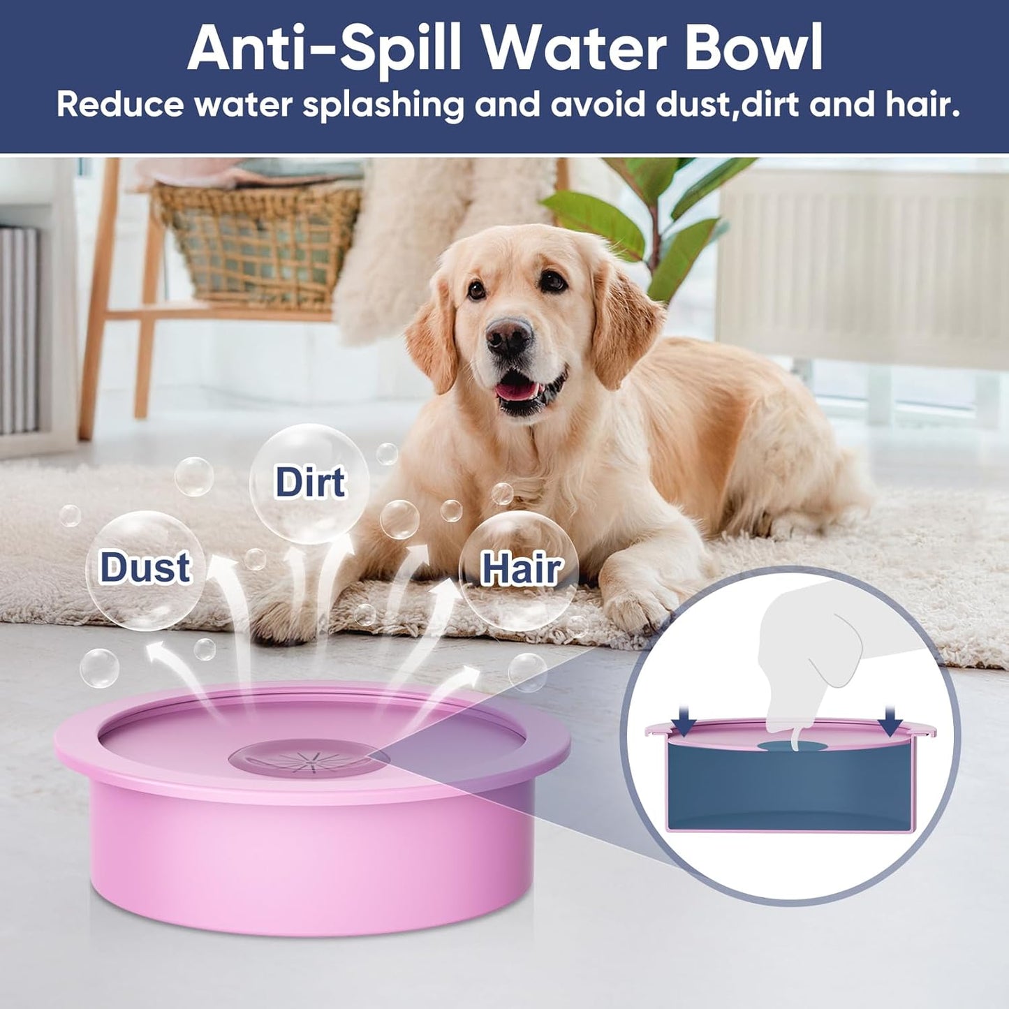 XIAZ Slow Feeder Dog Bowl Elevated Food and Water Bowl Stand for Large Medium Sized Dog, 4 Heights Adjustable, Non-Slip, Durable, Prevents Bloating & Improves Digestion for Dogs