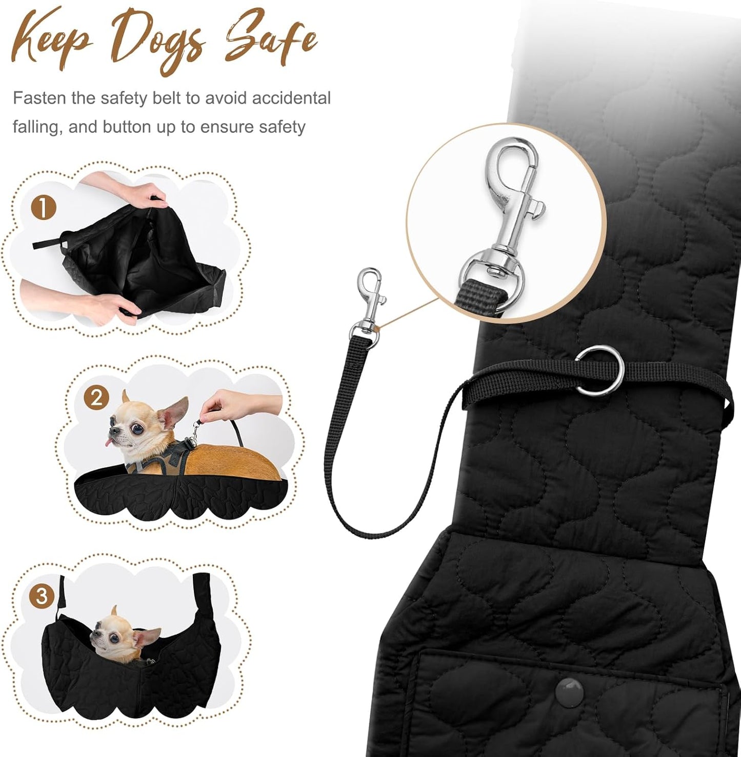 Dog Sling for Small Dogs, Front Dog Sling Carrier, Padded Adjustable Pet Soft Carrier with Adjustable Shoulder Strap, Travel Safety Harness Machine Washable for Small Cats Puppy Outdoor
