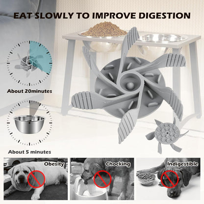 Elevated Dog Bowls for X-Large & Large Dogs, 16” Tall Raised Feeder Stand with 2×3000ML Stainless Steel Bowls and Slow Feeder, Heavy-Duty Dog Food & Water Bowl Set
