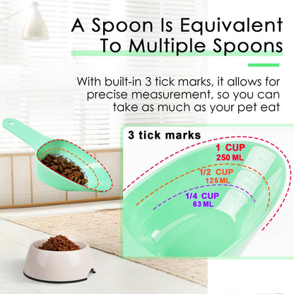 Dog Food Scoop-Melamine Pet Food Measuring Cup - 1 Cup 1/2 Cup 1/4 Cup Dog Cat Bird and Rabbit Food Feeding Scoop Dishwasher Safe -Green