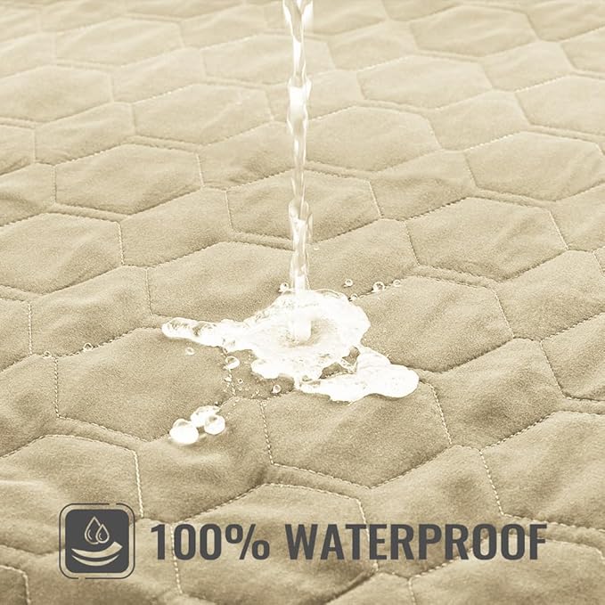 Nanbowang Waterproof Dog Bed Pillow, Washable Pet Hair Easy to Remove, Quilted, Lovely Puppy Bed Cover for Dog/Cat (27x36x6, 1pack, Beige)